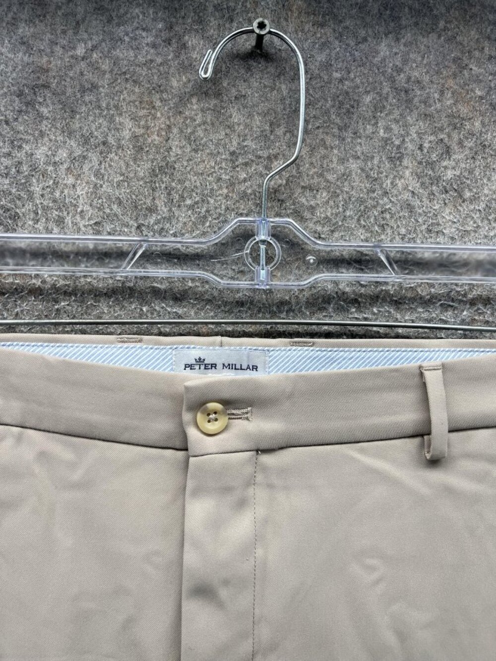 Peter Millar Shorts Mens 40 Beige Chino Flat Front Casual Polyester Golf Pockets - Picture 5 of 12